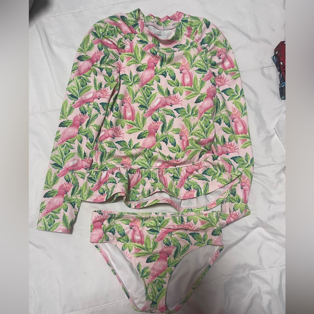 Janie and Jack Pink and Green Kids Swim Bikini